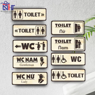 Biển chỉ dẫn nhà vệ sinh, toilet, WC chỉ dẫn -Bằng gỗ