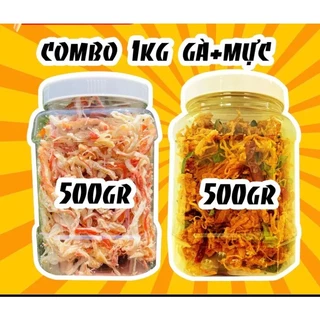 COMBO 500gr mực hấp nước dừa + 500gr khô gà lá chanh