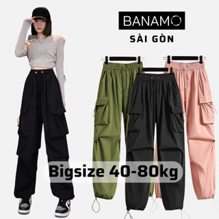 Quần kaki nữ BIGSIZE Banamo Sài Gòn quần ồng rộng túi hộp phối dây rút 985