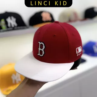 [HÀNG MỚI VỀ] Mũ nón lưỡi trai trẻ em snapback Mlb logo chữ B màu đỏ mix be siêu xinh phù hợp cho cả bé nam và nữ