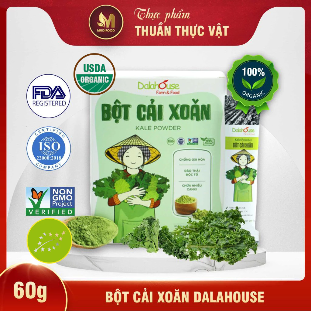 Bột Cải Xoăn (Kale) Hữu Cơ Nguyên Chất Sấy Lạnh Dalahouse