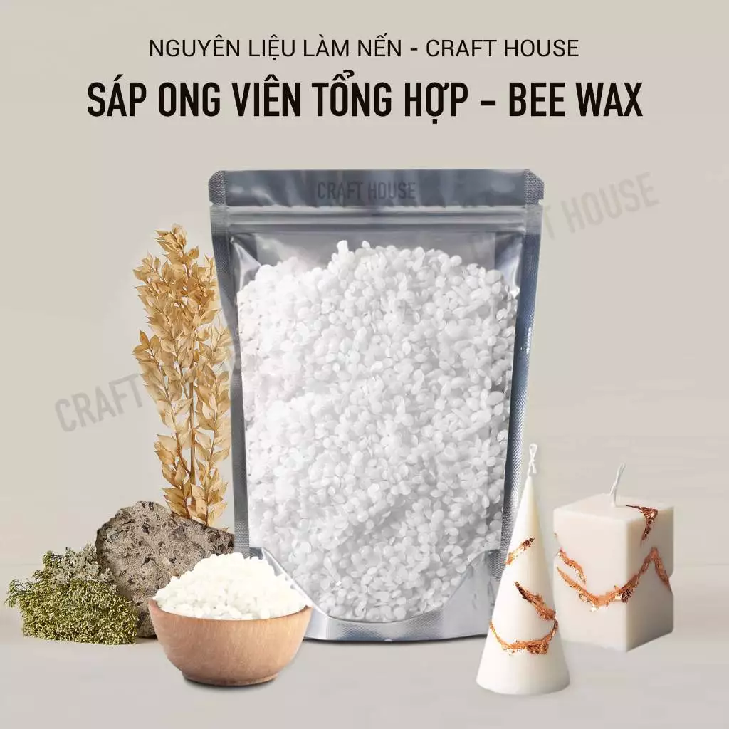 [Bán Sỉ] Sáp Ong tổng hợp Beeswax Làm Nến Thơm, mỹ phẩm handmade dạng viên, màu trắng, không mùi