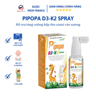 Pipopa D3-K2(MK7) Spray Bổ Sung Vitamin D3, Vitamin K2-MK7 Giúp Bé Cao Lớn Mỗi Ngày Chai 30ml