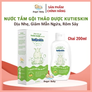 Nước Tắm Gội Thảo Dược Cho Bé Kutieskin 200ml, Giảm Mẩn Ngứa, Rôm Sẩy, Làm Dịu Da, Dưỡng Ẩm