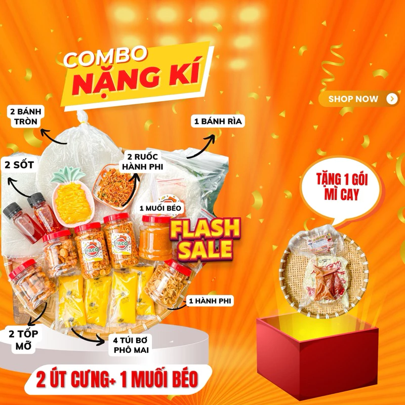 SET 2 COMBO BÁNH TRÁNG PHƠI SƯƠNG GỒM COMBO BƠ M2 5 MÓN + COMBO MUỐI BÉO HOT TREND NHÀ PACO FOOD-đồ ăn vặt snacks