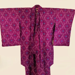 Trang phục truyền thống Nhật Bản/Meisen Igeta pattern Kimono and haori- Set Kimono Haori Nhật Bản dệt hoa văn igeta