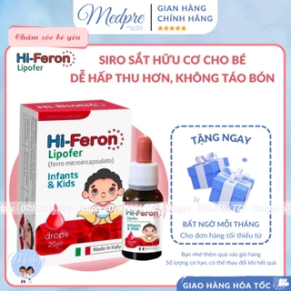 Siro Sắt cho bé Hi-Feron Lipofer dạng nhỏ giọt - Nhập khẩu chính hãng từ Ý - Hộp 20ml - Medpre