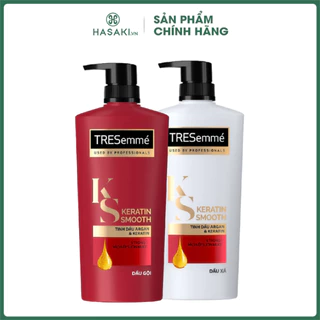 Combo TRESemmé Keratin Smooth Vào Nếp Mượt Mà: Dầu Gội 640g + Dầu Xả 620g Hasaki Sản Phẩm Chính Hãng