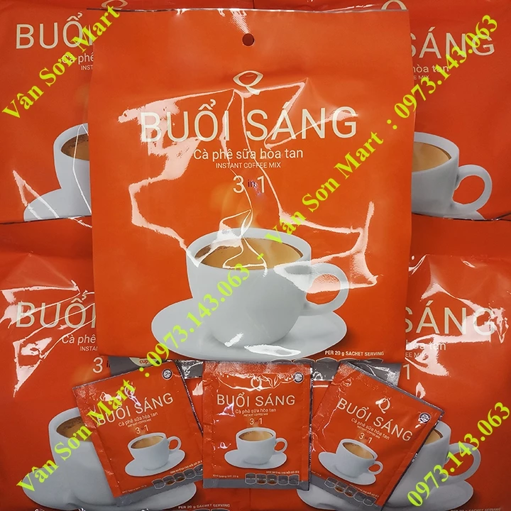 05 bịch cà phê sữa Buổi Sáng Trần Quang 480g (24 gói vuông x 20g)