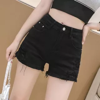 Quần Short Jeans rách nữ cạp cao co giãn ống đứng, Quần kaki ngắn lưng cao nữ rách nhẹ cạp 1 cúc cao cấp - MAGIDO