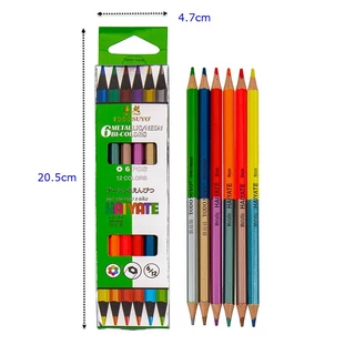 [MUA SỈ GIẢM 10%] Bút chì màu 12 màu, HAIYATE 2 đầu dài (1 hộp)