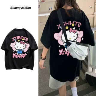 Áo thun cotton tay ngắn in hình HelloKitty dành cho nữ mùa hè áo tay lỡ dáng rộng mới dành cho học sinh