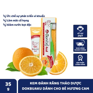 Kem đánh răng thảo dược Dokbuaku chống sâu răng dành cho bé hương Cam - 35g/Tuýp