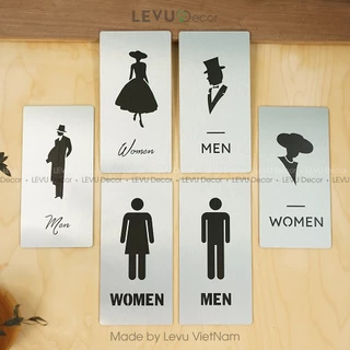 Bảng men women dán cửa phân biệt phòng vệ sinh nam nữ nền nhôm sang trọng Levudecor