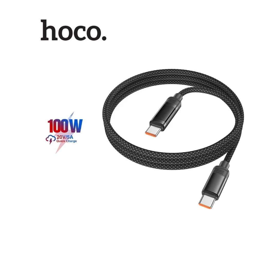 Cáp sạc nhanh PD100W Type-C to Type-C Hoco U126 , hỗ trợ truyền dữ liệu dùng cho Laptop/Smartphone, dài 120cm