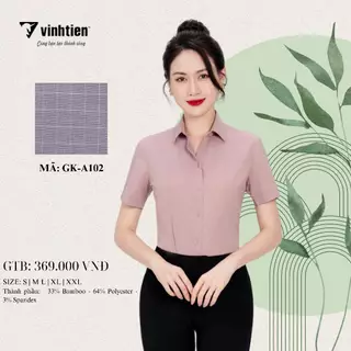 Áo Sơ Mi Nữ Ngắn Tay Vải Kẻ Bamboo Slimfit 369 Vĩnh Tiến - Nhiều Màu