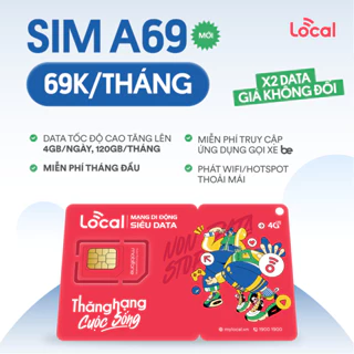 [ FREE 1 THÁNG ] Sim Local Mobifone Siêu Tốc Độ Siêu Data A69 Tặng 4Gb 1 Ngày 120Gb 1 tháng Truy Cập Miễn Phí CHỉ 69K