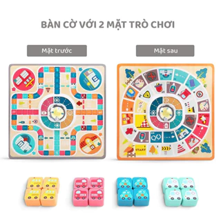 Bộ CỜ CÁ NGỰA phiên bản ô tô bằng gỗ - đồ chơi gỗ thông minh phát triển trí tuệ cho bé