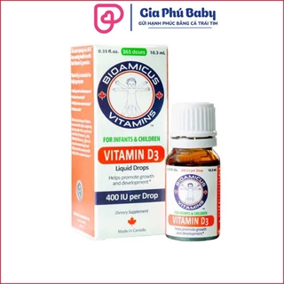 Vitamin D3 BioAmicus 400IU/giọt 10ml chính hãng cho bé hàng chính hãng