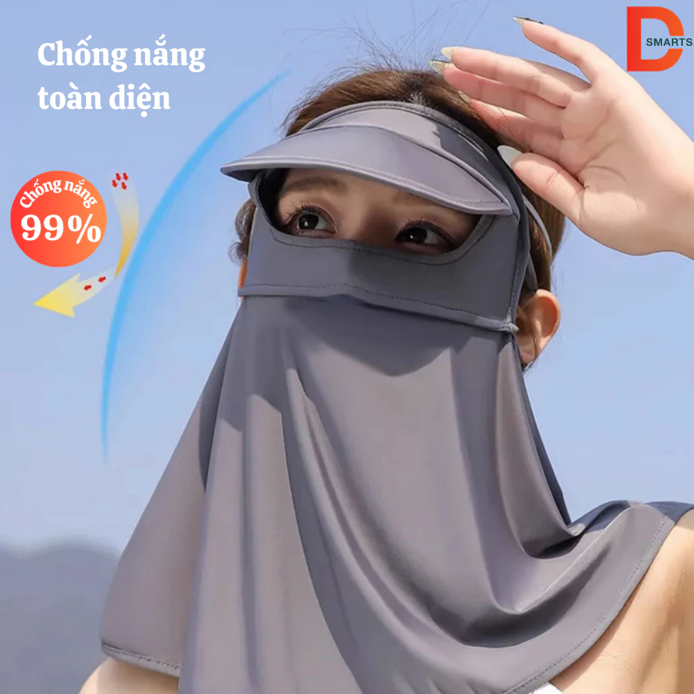 Khẩu trang chống nắng 4 chiều bảo vệ toàn diện khuôn mặt, khẩu trang UPF50+ chống nắng/ chống tia UV bằng vải su lụa.