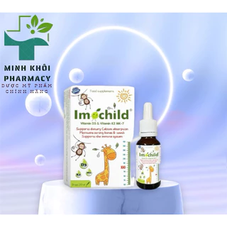 D3K2 cho trẻ sơ sinh, Vitamin D3 K2 Mk7 Hỗ Trợ Phát Triển Chiều Cao Cho Bé - D3 K2 IMOCHILD Lọ 20ml -  MKPMC