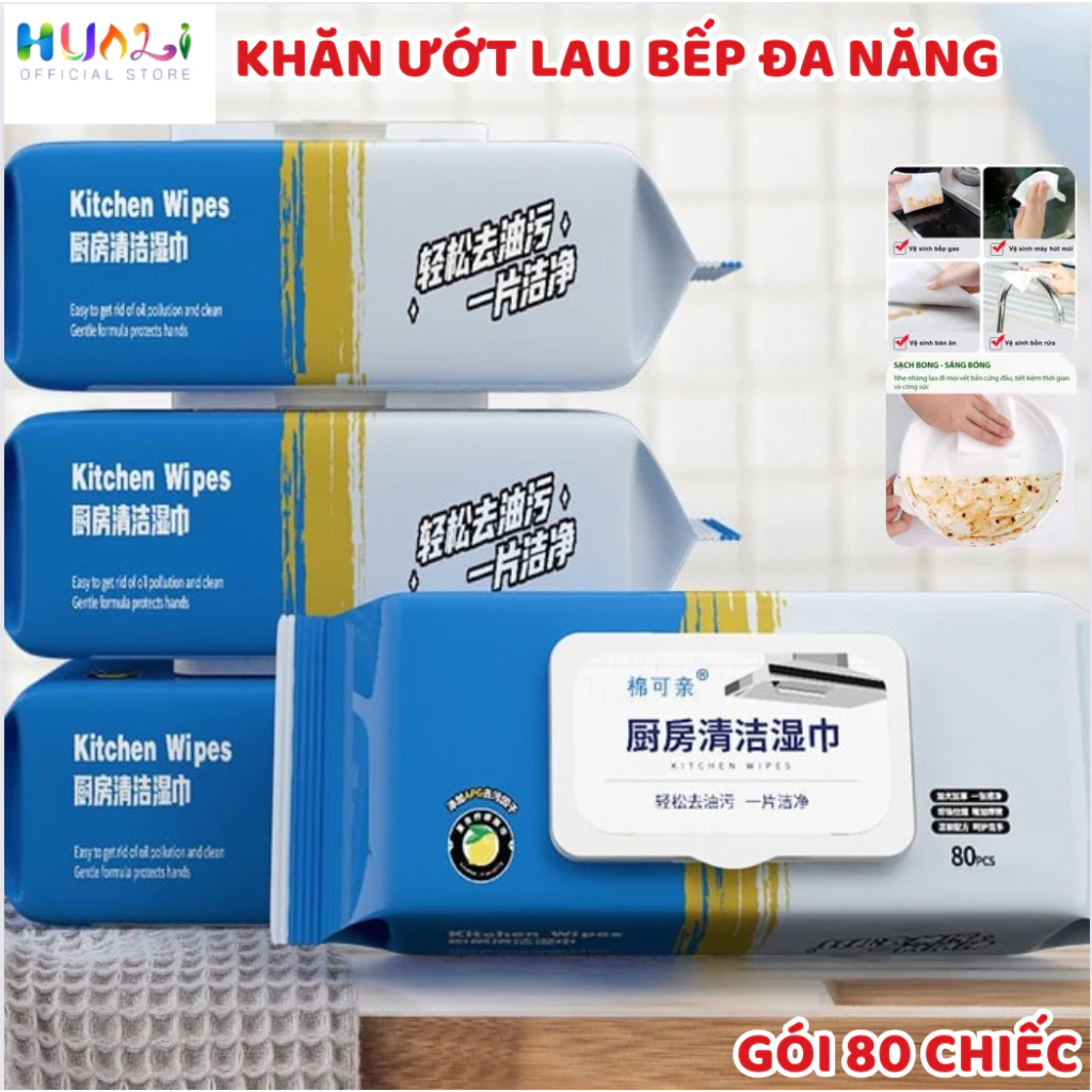 COMBO 5 GÓI ]Khăn giấy ướt lau bếp 80 tờ đa năng Giấy Uớt Vệ Sinh Nhà Bếp, Bát Đĩa Siêu Dai vệ sinh cực tốt