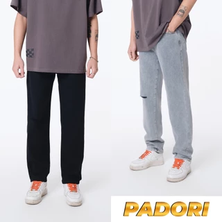 Quần jean rách gối Padori chất jean mềm cotton 4 màu đen trắng xanh nhạt xám size 40 - 120kg JBGRGP