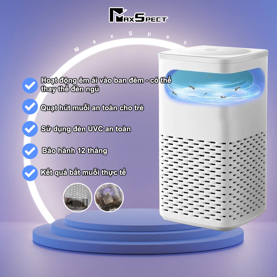 Đèn bắt muỗi Uv MaxSpect - Máy bắt muỗi  sử dụng quạt và ánh sáng Uv - Máy bắt côn trùng mẫu mới nhất MBM