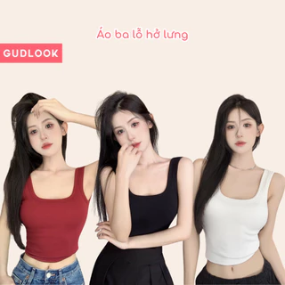 Áo Ba Lỗ Nữ Thun Có Miếng Đệm Ngực GUDLOOK Hở Lưng 3 Màu Đen Trắng Đỏ