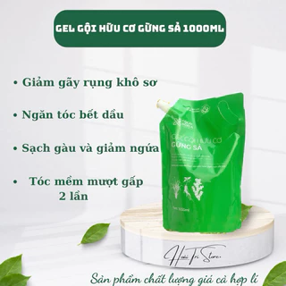 Dầu Gội Hữu Cơ Gừng Sả - Ngăn dầu bết tóc và giảm gàu ngứa - Cocayhola- Túi Refill 1000ml.