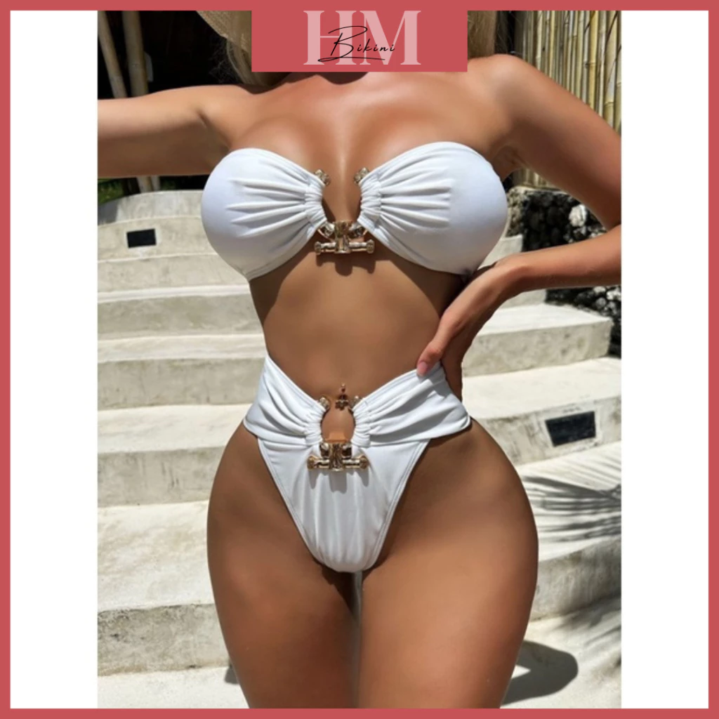 Bikini áo tắm đi biển cup ngực set 2 mảnh phối 2 khoen sang xịn