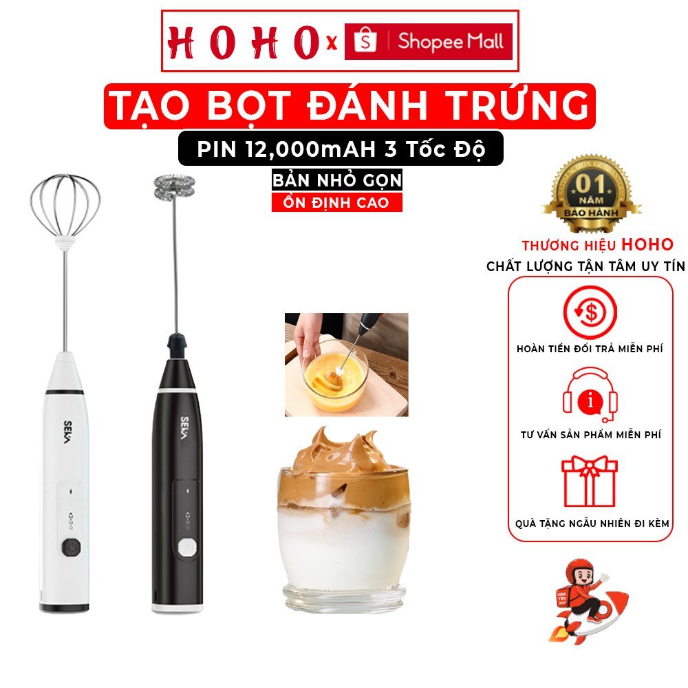 Máy đánh trứng SEKA cầm tay không dây pha chế tiện lợi tạo bọt đánh kem…