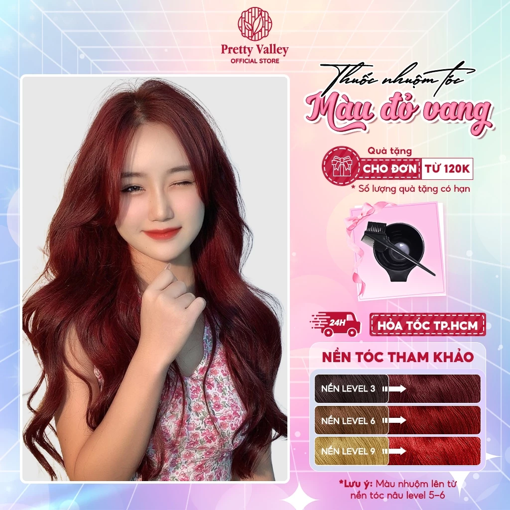 Thuốc nhuộm tóc, thuốc nhuộm màu ĐỎ VANG Molokai siêu dưỡng - Pretty Valley Hair