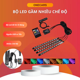 Đèn Led Gầm Ghế Nội Thất Ô Tô 12 Dải Led 48 Bóng Nháy Theo Nhạc, Nhiều chế Độ Màu Sắc