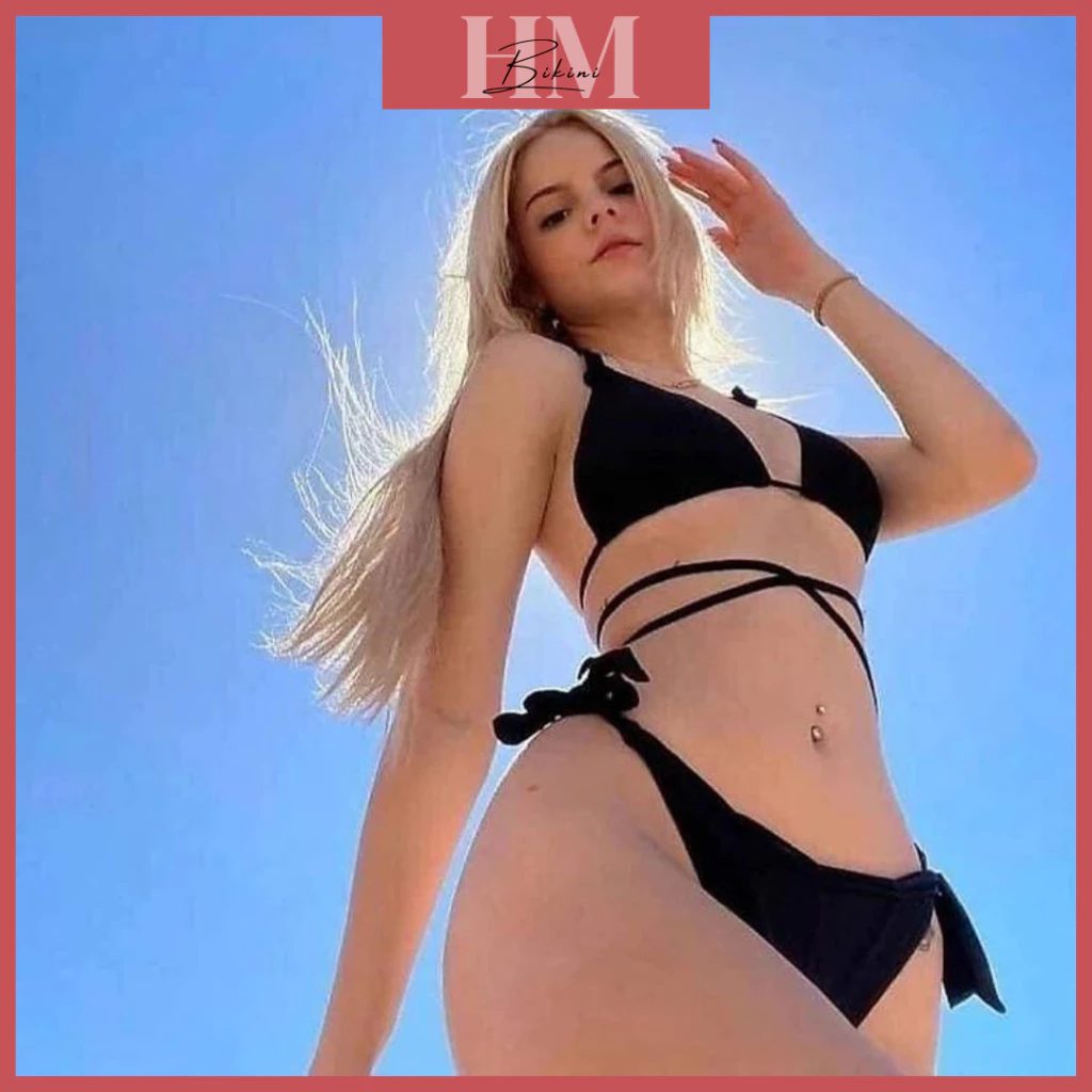 Bikini áo tắm biển tam giác quần cột nơ siêu sexy