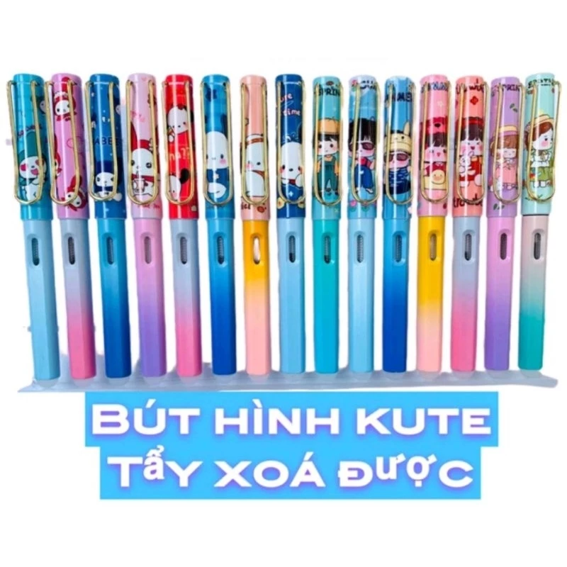 Bút máy học sinh in hình kute có đầu tẩy xóa mực