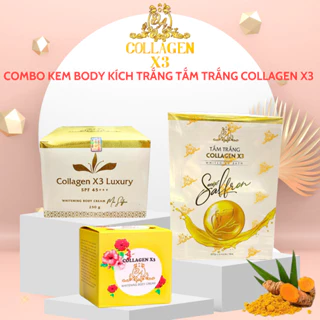 Collagen X3 Combo Kem Body Kích Trắng Tắm Trắng Đông Anh Chính Hãng Dưỡng Trắng Da Cấp Ẩm Ngăn Ngừa Lão Hóa