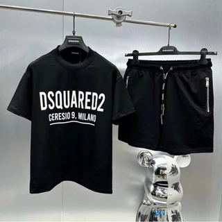 Bộ đồ nam cộc tay mặc hè DSQ in chữ Dsquared2 Ceresio 9 Milano phối quần túi zip dây rút siêu hot dành cho các boy phố