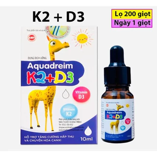 (lọ 200 giọt) Vitamin nhỏ giọt Aquadreim K2+D3 bổ sung vitamin D3 và K2 cho trẻ nhỏ