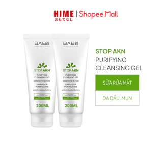 Sữa rửa mặt BABE Stop Akn Purifying Cleansing gel cho da dầu mụn 200ml,Làm thông thoáng lỗ chân lông hiệu quả