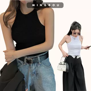 Áo tanktop nữ, áo ba lỗ nữ dáng dài chất liệu thun gân dày dặn đảm bảo không lộ viền trong MINGBOU