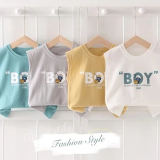 Áo sát nách mùa hè ép nhiệt chữ BOY vải thun cotton co giãn dành cho bé siêu mát từ 10-40kg mã 25