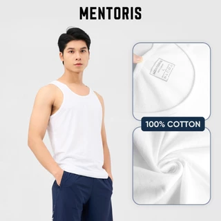 Áo thun ba lỗ nam trắng Mentoris, chất liệu 100% cotton ôm body, tôn dáng, thể thao, tập gym, thấm hút mồ hôi MTT05