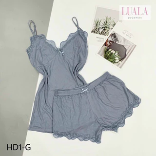 Bộ Ngủ Nữ Bộ Ngủ Hai Dây Len Tăm Cổ Ren Hàng QCCC Sexy Quyến Rũ Ôm Body Cho Nữ Avalingerie BN0001