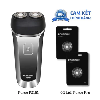 Máy cạo râu Poree PS151 và 2 lưỡi cạo râu Poree Fr6 dự phòng - Chính hãng