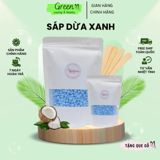 Sáp Wax Lông Nóng Sữa Dừa Xanh Siêu Bám Lông GREEN WAXING Cao Cấp , Chuyên Wax Nách , Bikini ,Tay , Chân , Tặng Kèm Que