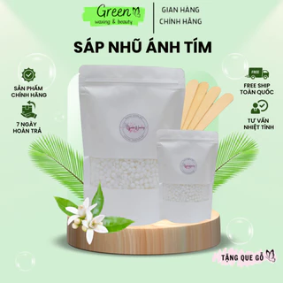 Sáp Wax Lông Nóng  Ánh Tím  Siêu Bám Lông Cao Cấp GREEN WAXING , Chuyên Wax  Toàn Thân Dùng Cho Da Nhạy Cảm , tặng que