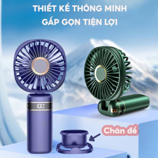 Quạt cầm tay mini gấp gọn 5 cấp độ gió sạc pin tiện dụng, làm từ nhựa ABS cao cấp, an toàn chống cháy nổ