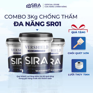 [COMBO 3KG TIẾT KIỆM] Sơn Chống Thấm Đa Năng SIRA - Chuyên Chống Thấm Sân Thượng, Sàn Mái, Trần Nhà Chống Thấm Ngược