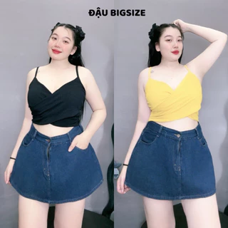 Áo 2 dây Bigsize nữ dáng croptop vạt chéo tôn vòng 1 không mút ngực chất thun mềm mịn - G104